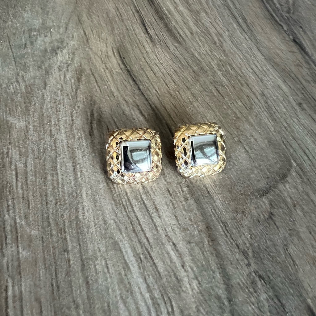 Vintage Liz Claiborne Two-Tone Square Earrings